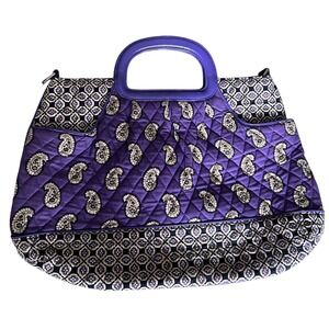 Vera Bradley Purple Paisley Quilted Cotton Tote Handbag Purse Boho Preppy‎